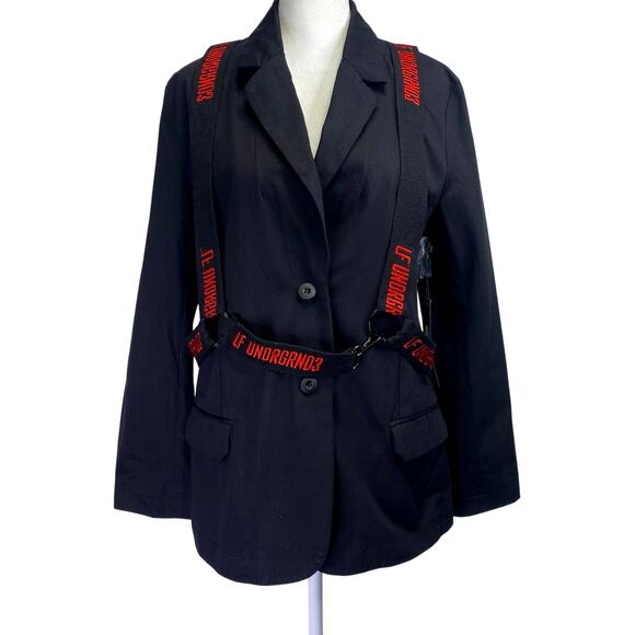LF The Brand Undrgrnd3 Harness Blazer Black Red Utilitarian Streetwear Size 10 - Picture 1 of 14